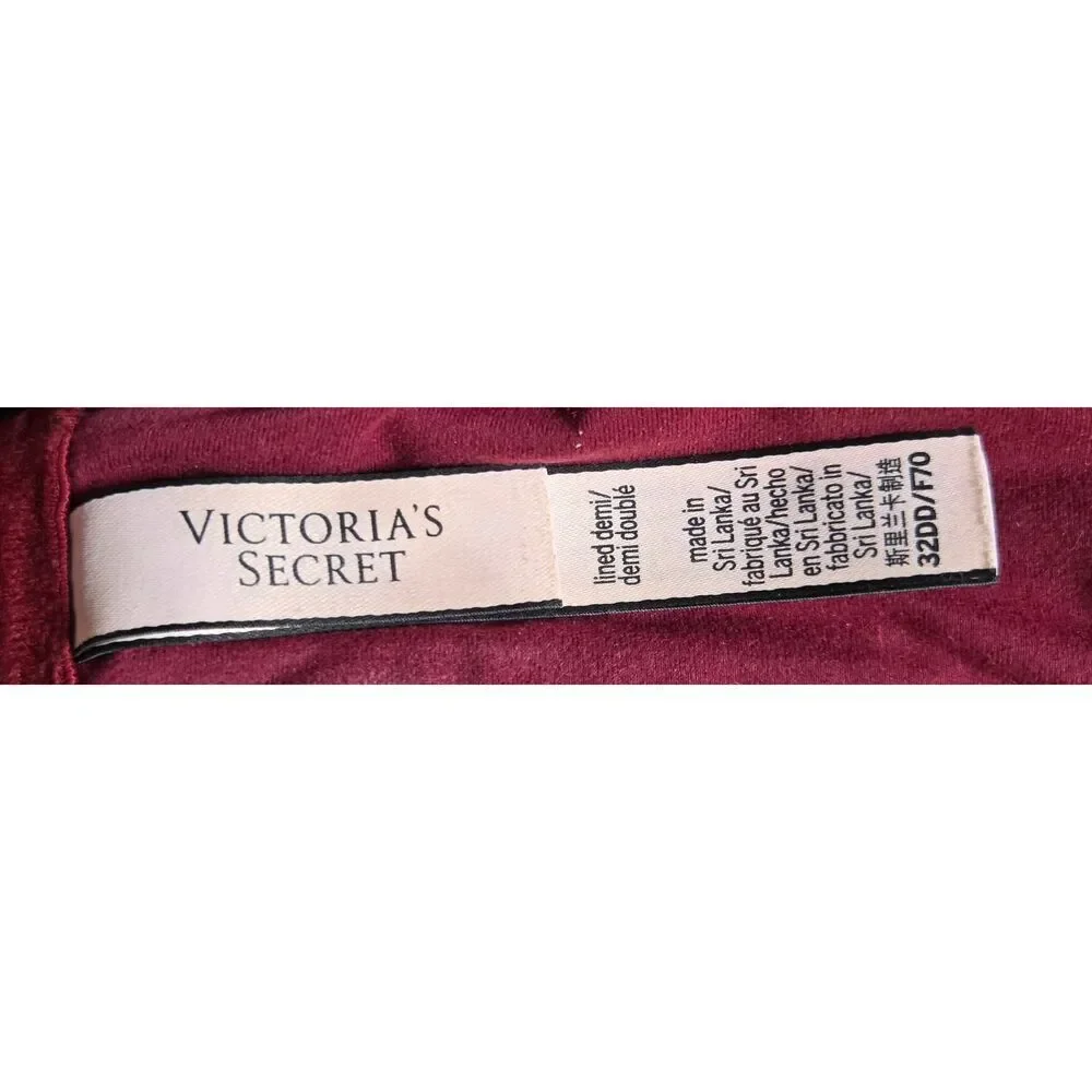Victoria's Secret Lined Demi Bra Size 32DD Maroon Metallic